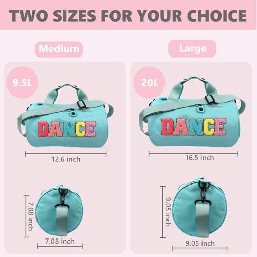 Himoswis Dance Bag for Girls Cute Ballet Bags Weekender Travel Duffle Bag Sport Gym Bag for Women and Men Toddler Kids Bag for Dancers Cyan M - Image 3