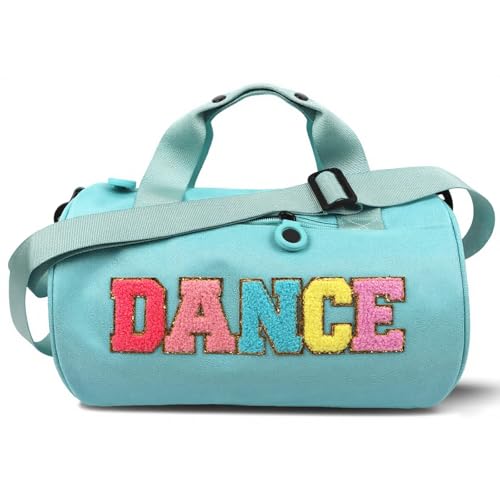 Himoswis Dance Bag for Girls Cute Ballet Bags Weekender Travel Duffle Bag Sport Gym Bag for Women and Men Toddler Kids Bag for Dancers Cyan M - Image 1