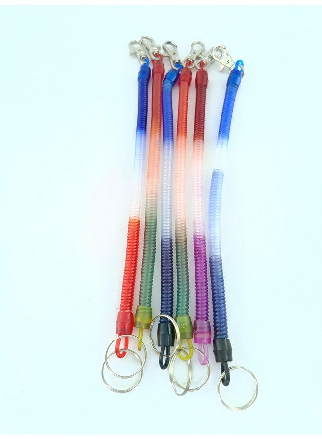 advancedestore [Pack Of 6 Spiral Plastic Key Chain Multi Coloured With Stretchable String Clip Holder (Multi Colour) - Image 1