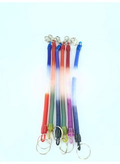 advancedestore [Pack Of 6 Spiral Plastic Key Chain Multi Coloured With Stretchable String Clip Holder (Multi Colour)  - Image 2