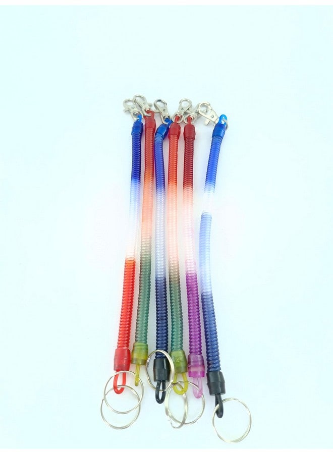 advancedestore [Pack Of 6 Spiral Plastic Key Chain Multi Coloured With Stretchable String Clip Holder (Multi Colour) - Image 2