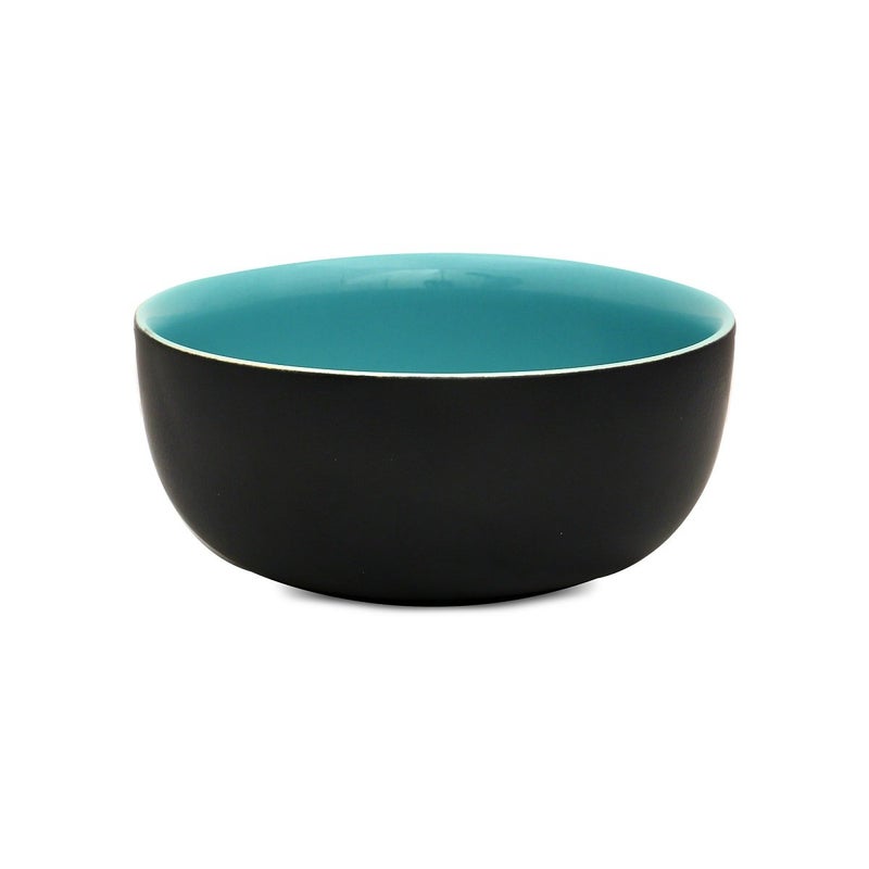Caffeine Ceramic Handmade Sea Green & Black Serving Bowl (Set of 4) - Image 3