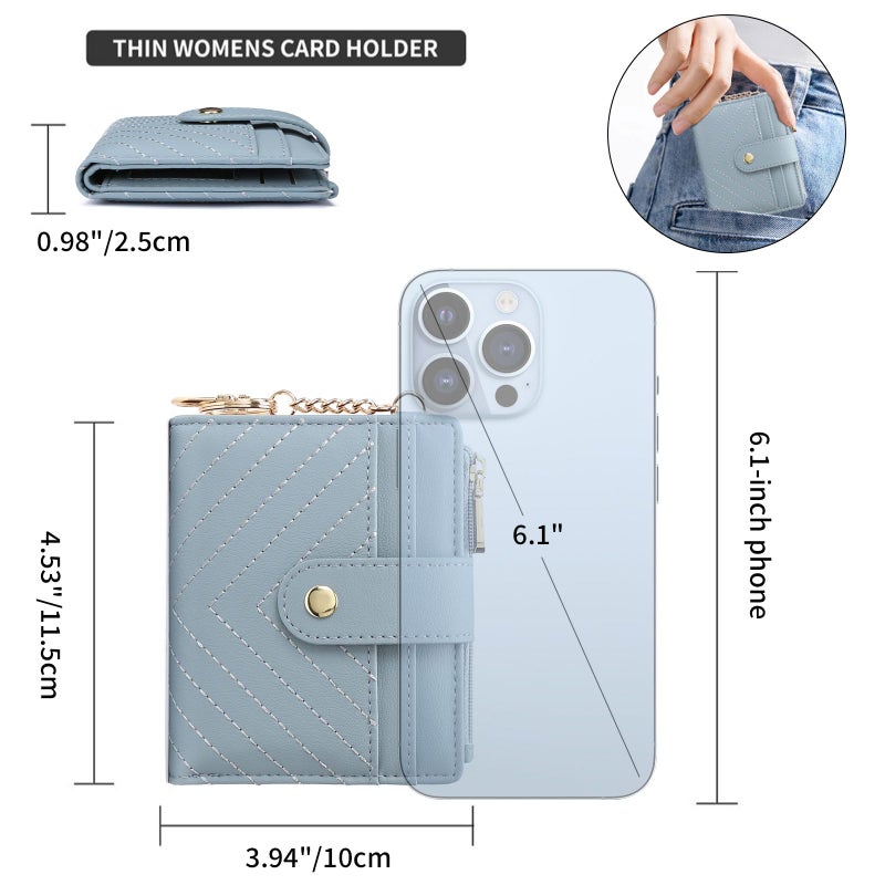 GAEKEAO Slim Wallet for Women, RFID Blocking Credit Card Holder Bifold Wallet with Zipper Coin Pocket, ID Window - Image 3
