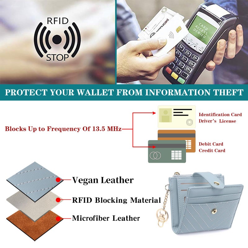 GAEKEAO Slim Wallet for Women, RFID Blocking Credit Card Holder Bifold Wallet with Zipper Coin Pocket, ID Window - Image 4