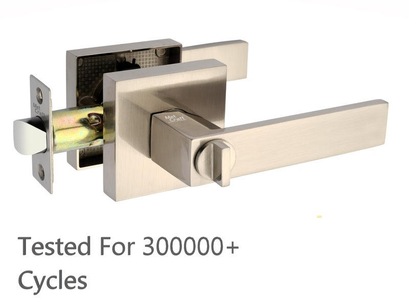 Met Craft Zinc Door Leverset Handle Lock/Main Door Lock with 3 Wave Cutting Key/Mortise Latch Locks for Home/Office/Hotel (Satin Silver,Adjustable Backset 60-70 mm) - Image 2