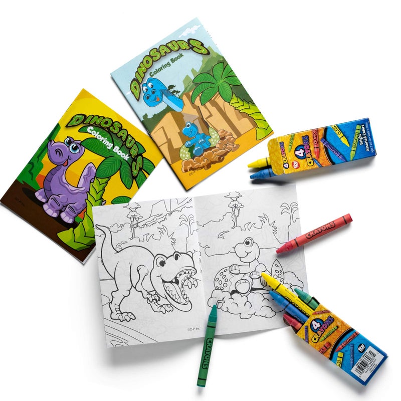Bedwina Mini Dinosaur Coloring Books for Kids dinosaur party favors - Bulk Pack of 24 dinosaur coloring book with 8 Packs of 4 Crayons Dino Party Favors Coloring Book Themed for dinosaur birthday party favors - Image 4