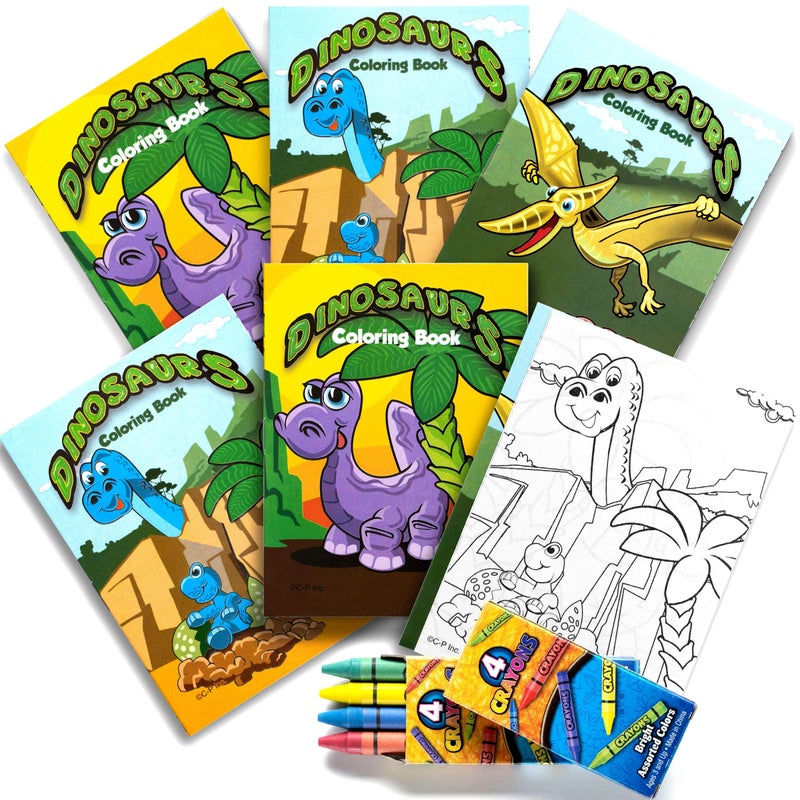 Bedwina Mini Dinosaur Coloring Books for Kids dinosaur party favors - Bulk Pack of 24 dinosaur coloring book with 8 Packs of 4 Crayons Dino Party Favors Coloring Book Themed for dinosaur birthday party favors - Image 5
