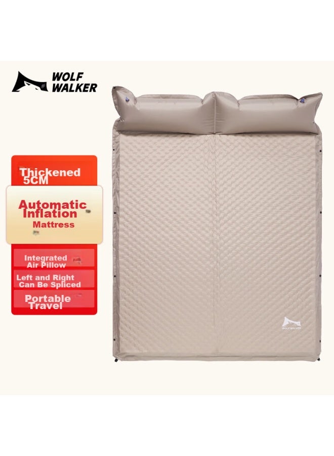 Wolfwalker Langxingzhe Automatic Air Mattress, Outdoor Moisture-proof Pad, Camping Inflatable Mat, Thickened, Khaki Color, 190*130*5cm - Image 1