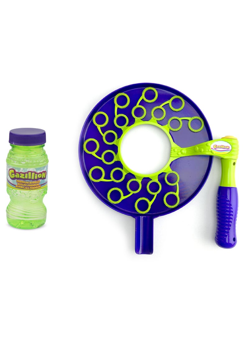 Gazillion فقاعات غازليون الدوارة مع محلول فقاعات 4 أونصات | فقاعات ألعاب | ألعاب خارجية | هدايا حفلات للأطفال | منفاخ فقاعات | هدية للأطفال والبالغين - Image 1