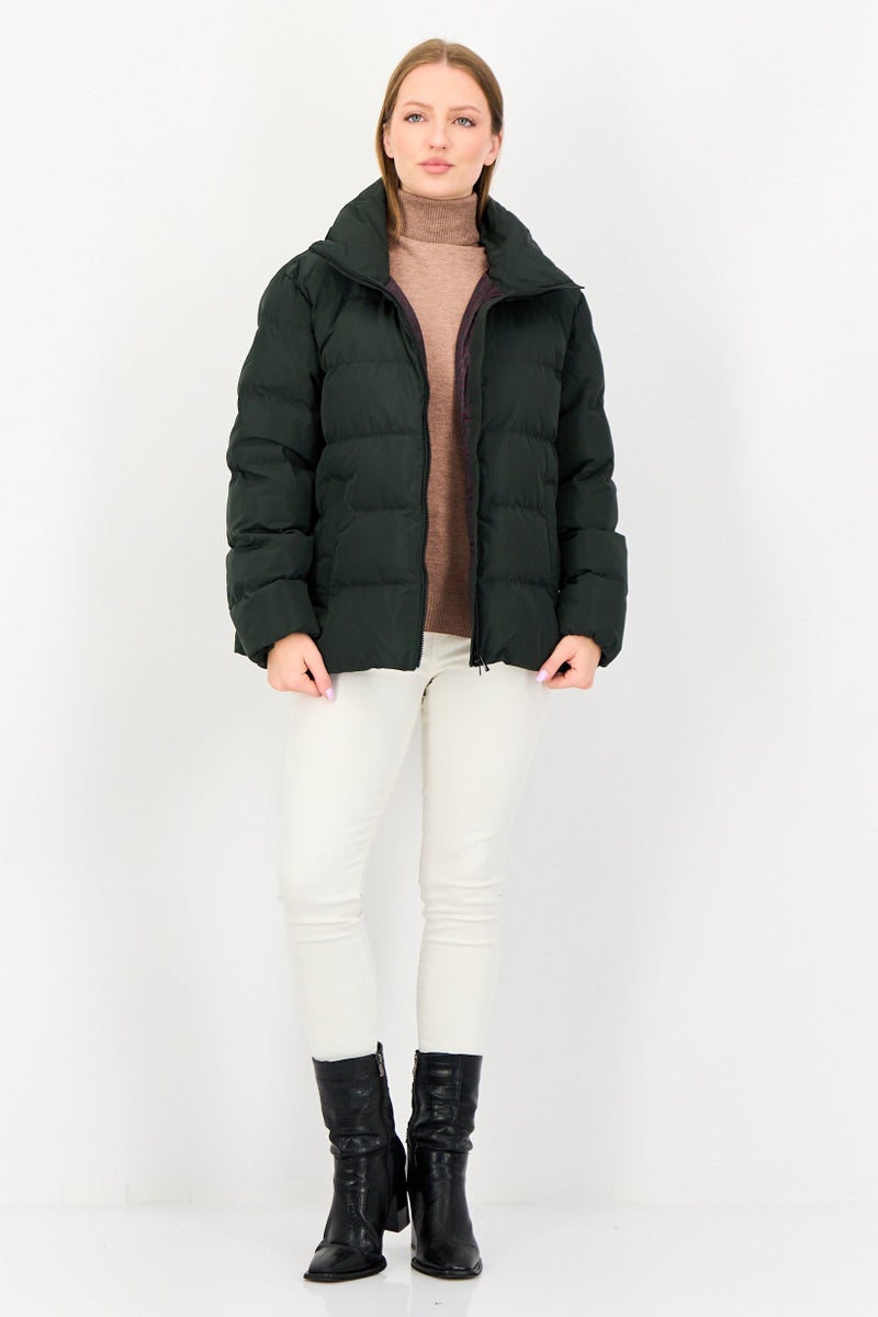 GEOX Women Quilted Puffer Jacket, Dark Green - Image 4