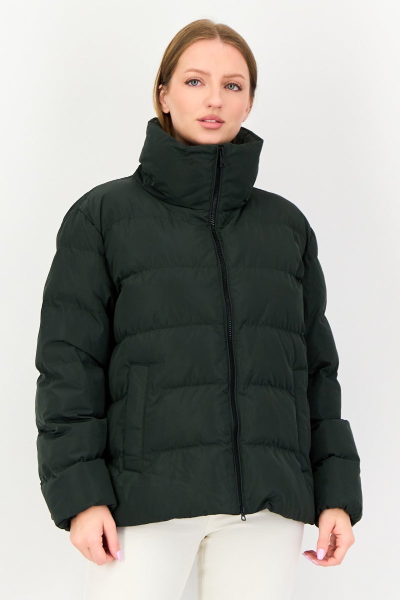 GEOX Women Quilted Puffer Jacket, Dark Green - Image 1