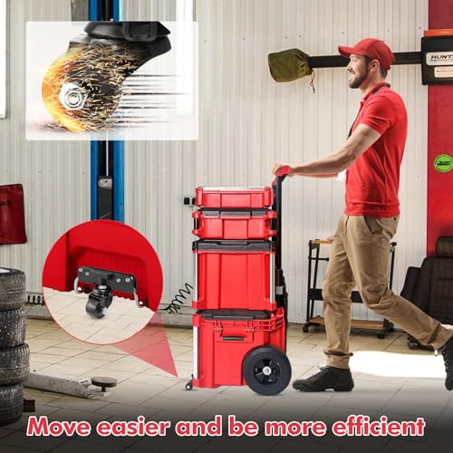 BPOPO Front Wheels Compatible for Milwaukee Packout Rolling Tool Box,Packout Caster Wheels Accessories for Packout Tool Box,Making Transportation Easier - Image 3