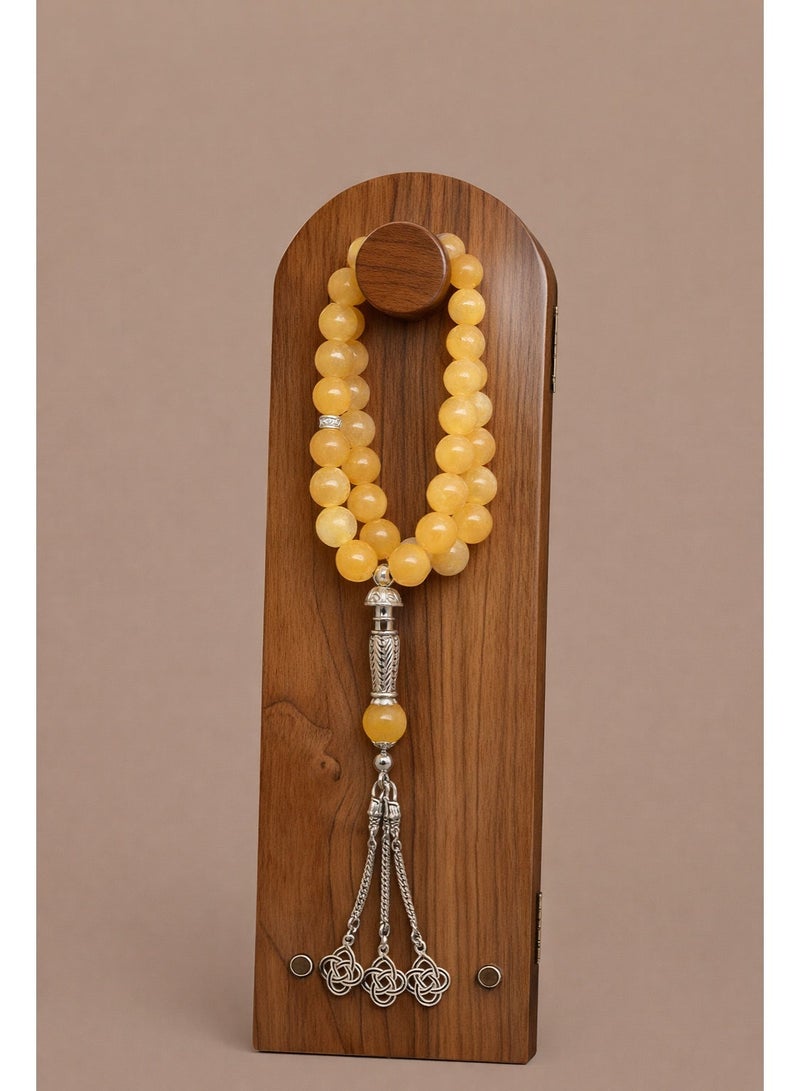 عام 33 سبحة من حجر اليشم الطبيعي/10 ملم - Image 2