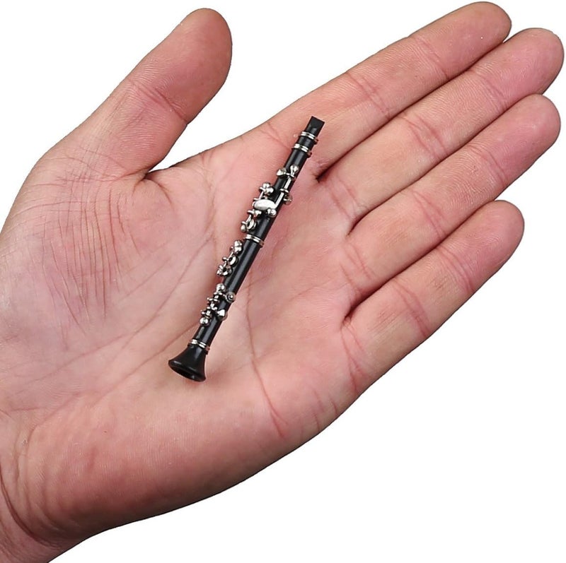 Dselvgvu Miniature Clarinet with Stand and Case Mini Musical Instrument Clarinet Replica Collectible Figurines Dollhouse Accessories Model Home Decoration Display Ornament (3.11") - Image 2