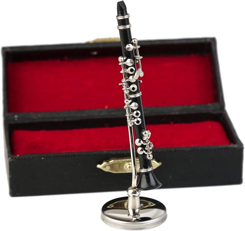 Dselvgvu Miniature Clarinet with Stand and Case Mini Musical Instrument Clarinet Replica Collectible Figurines Dollhouse Accessories Model Home Decoration Display Ornament (3.11") - Image 5