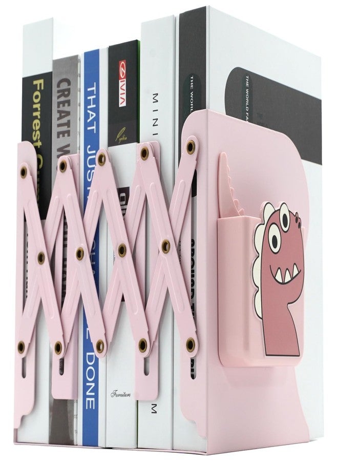 Simplesun Adjustable Book Ends for Heavy Books, Cute Metal Heavy Duty Bookends for Shelves, Book Organizer for Kids Desk (Pink) - Image 1