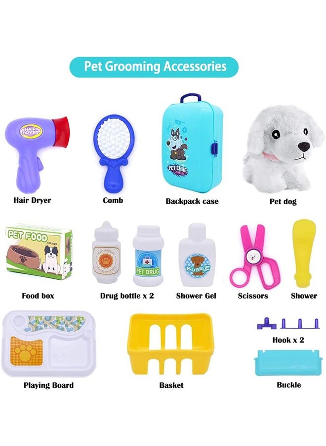 Garlo Pet Care Play Set Doctor Kit for Kids, 16 Pcs Doctor Pretend Play Vet Dog Grooming Toys Puppy Dog Carrier Feeding Dog Backpack Gifts for Girls Boys 3-7 Years Old  - Image 2