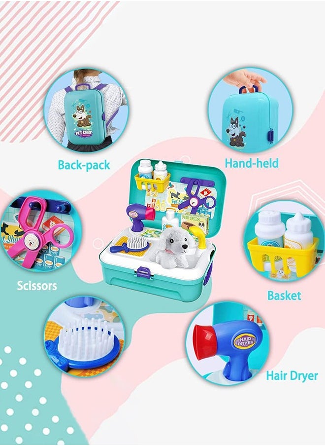 Garlo Pet Care Play Set Doctor Kit for Kids, 16 Pcs Doctor Pretend Play Vet Dog Grooming Toys Puppy Dog Carrier Feeding Dog Backpack Gifts for Girls Boys 3-7 Years Old  - Image 4