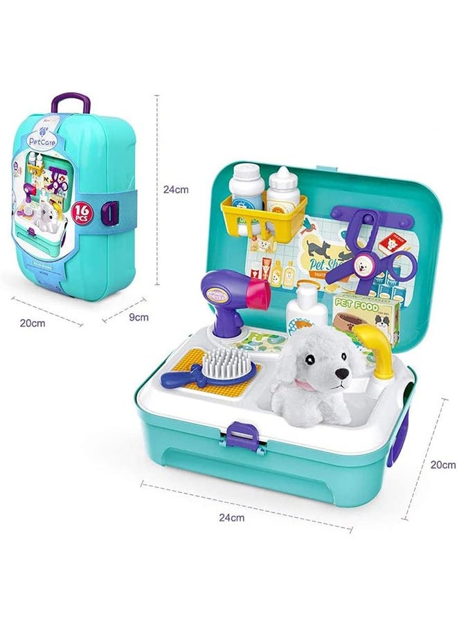 Garlo Pet Care Play Set Doctor Kit for Kids, 16 Pcs Doctor Pretend Play Vet Dog Grooming Toys Puppy Dog Carrier Feeding Dog Backpack Gifts for Girls Boys 3-7 Years Old  - Image 5