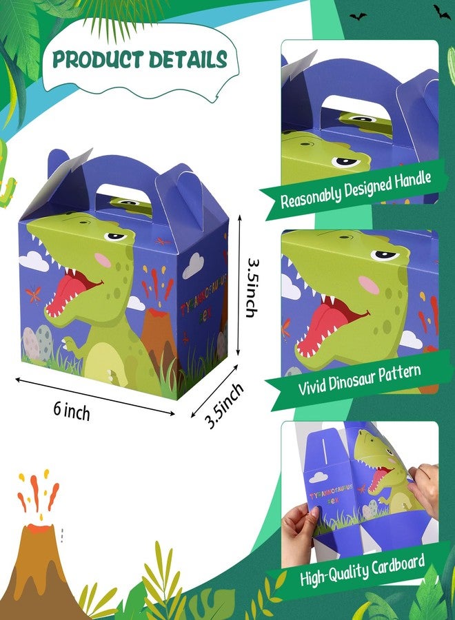 تاوباري مجموعة تاوباري من 24 علبة هدايا بتصميم ديناصورات لحفلات أعياد الميلاد، علب حلوى بتصميم ديناصورات، علب هدايا لحفلات الأولاد والبنات والأطفال، لوازم حفلات استقبال المولود، 6 × 3.5 × 3.5 بوصة (تصميم جميل) - Image 3