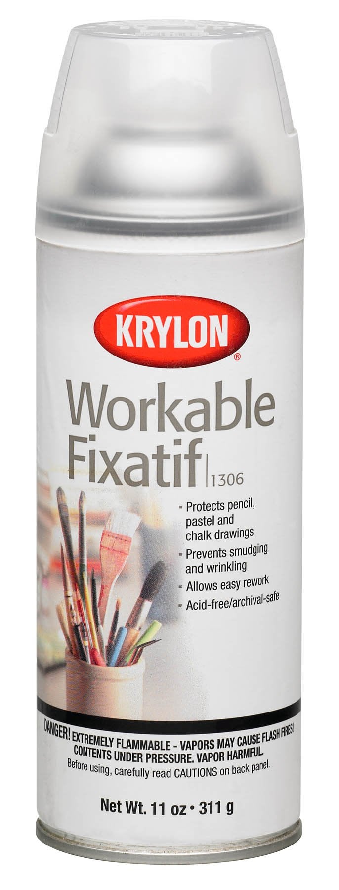 Krylon K01306 Workable Fixatif Spray Clear, 11-Ounce Aerosol,Matte - Image 1