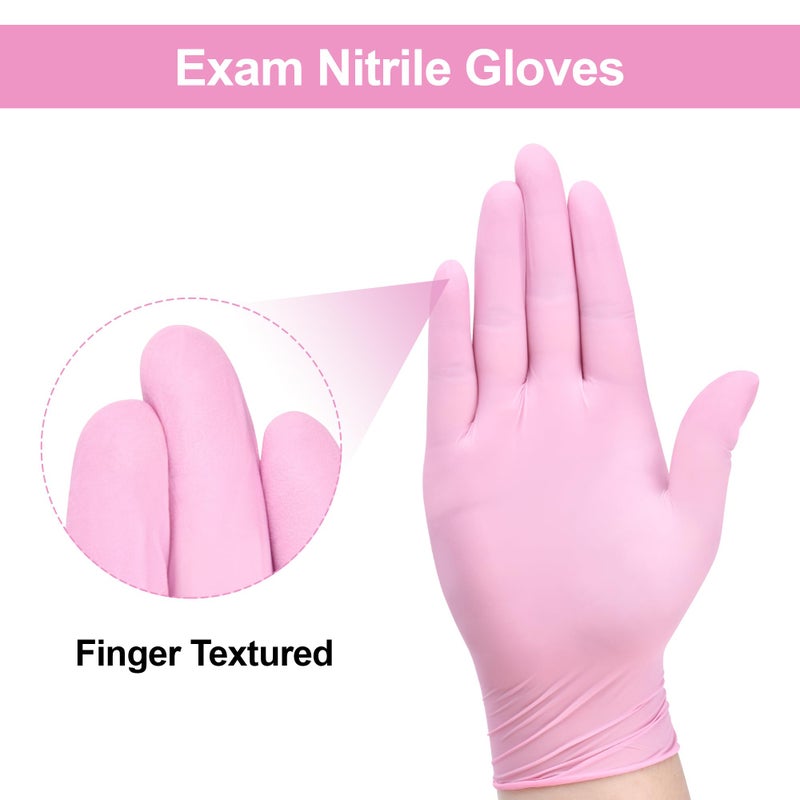 SwiftGrip Pink Disposable Gloves, Medical exam Gloves Disposable Latex Free, Gloves for Cleaning & Esthetician, Pink Rubber Gloves, Pink Cleaning Gloves, Powder-Free, 100-ct Box (Large) - Image 2