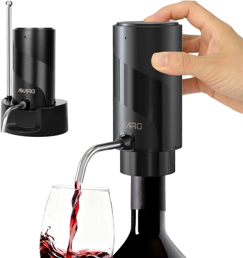 AIKARO - Electric Wine Aerator Pourer Rechargeable Automatic Electronic Decanter with Base - Image 1