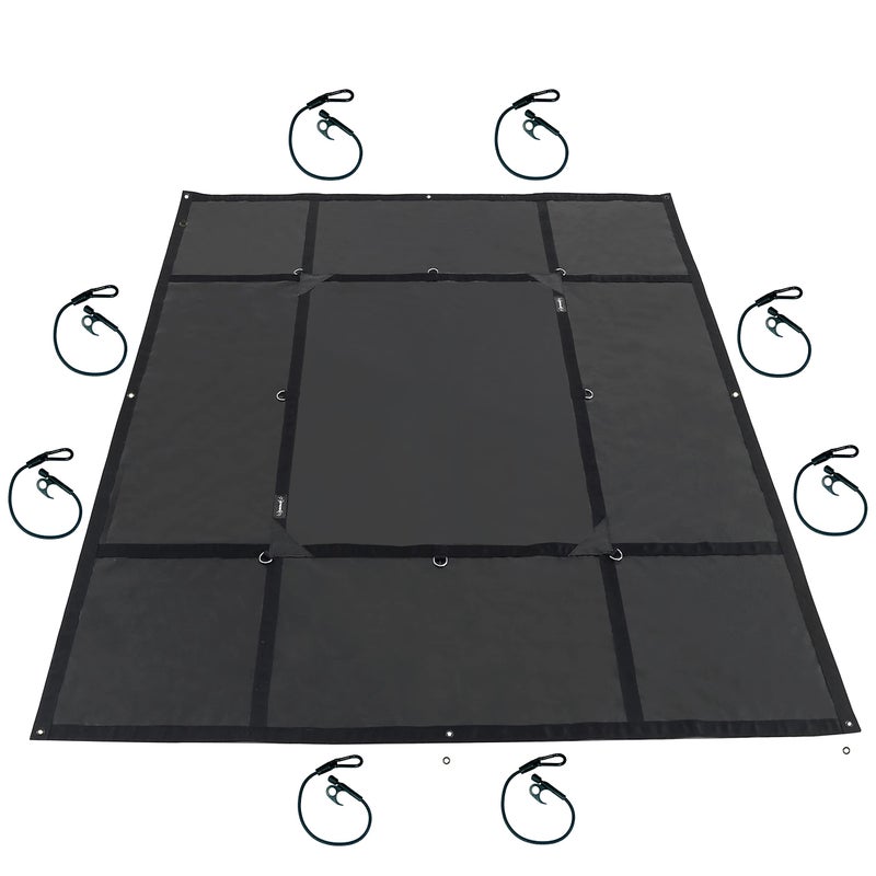 SPIDER Pickup Truck Bed Tarp (7â€™1â€ W x 7â€™6â€ L) - Heavy Duty Black Solid Waterproof Cargo Net Cover - Detachable Quick Adjust Tie Downs - Fits Short Bed (5'6") and Trailers - Image 1