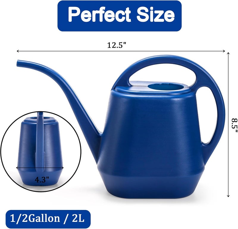 Fasmov Watering Can, 1/2 Gallon Plastic Watering Cans with Comfortable Handle, Small Garden Watering Cans Long Spout for Indoor Outdoor Watering Plants, Blue - Image 2