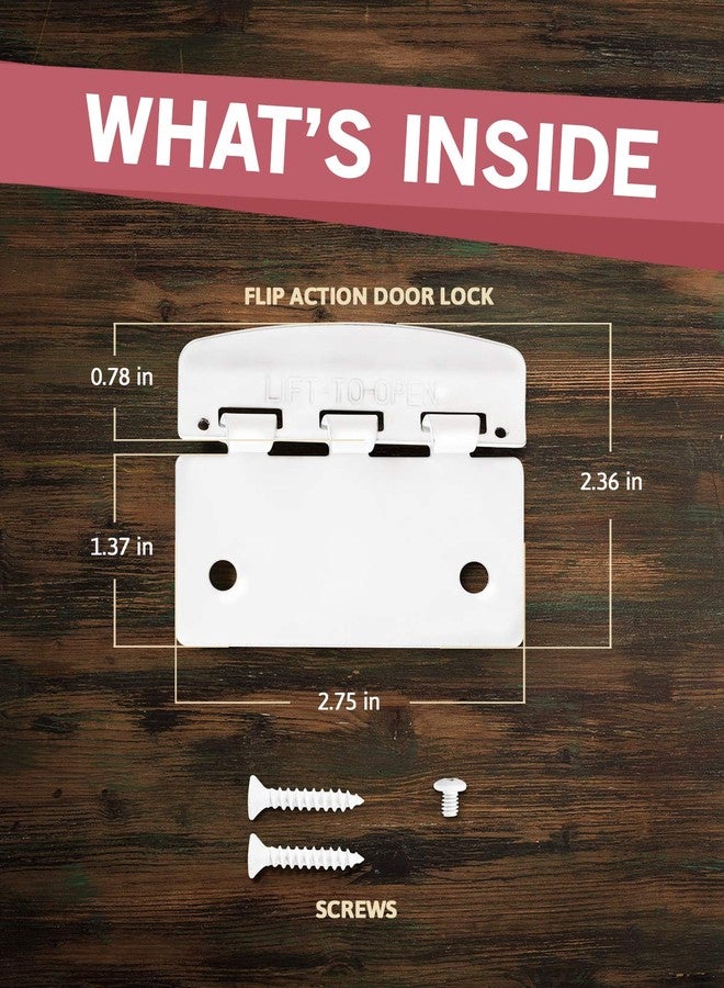 JD Jack N'Drill Jack N’ Drill Flip Action Door Lock (6 Pack)- Reversible Privacy Door Locks with Anti Lockout Screw for Child Proofing and Home Defense, Easy to Install and Durable Lock for Interior Swing-in Doors - Image 2