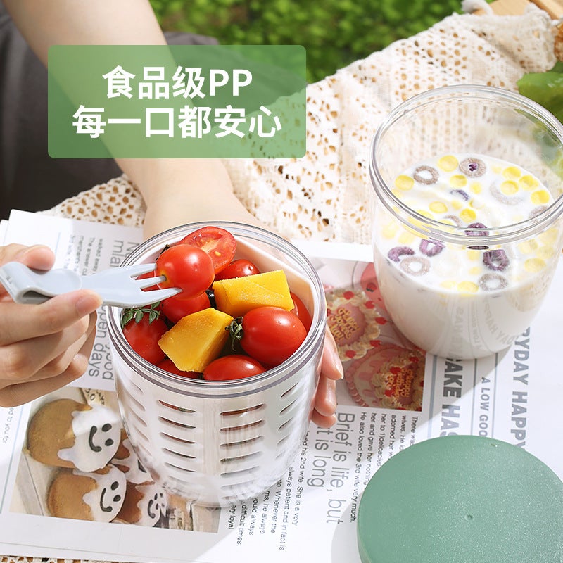 Leachable Fruit Cup – Portable 650ML Leakproof Salad Box with Fork - Image 2