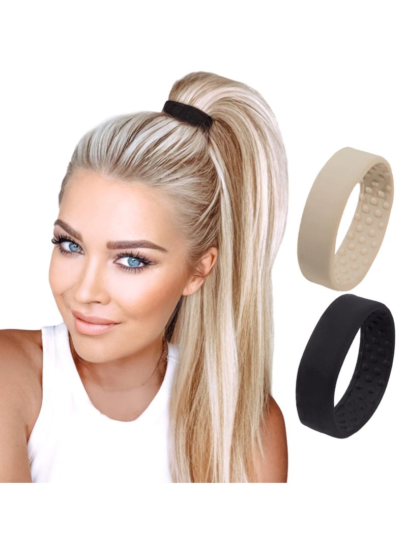 SYOSI SYOSI Silicone Seamless Hair Ties, Thick & Seamless Hair Ties Bands Ponytail Holders for Fine to Normal Hair or Slightly Thick Hair (2 Packs) - Image 1