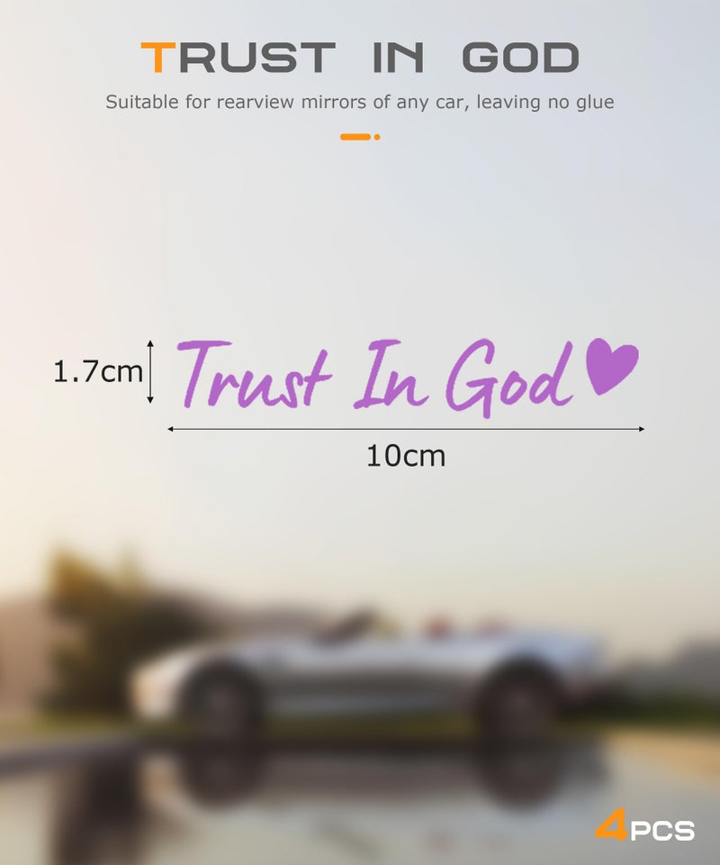 SCUARI 4PCS Car Stickers,Cars Decals,Car Accessories Trust in God Rearview Mirror Sticker,Auto Stickers and Decals,Auto Decals for Women,Trust in God Mirror Decoration,Fits Most Vehicles (Purple) - Image 2
