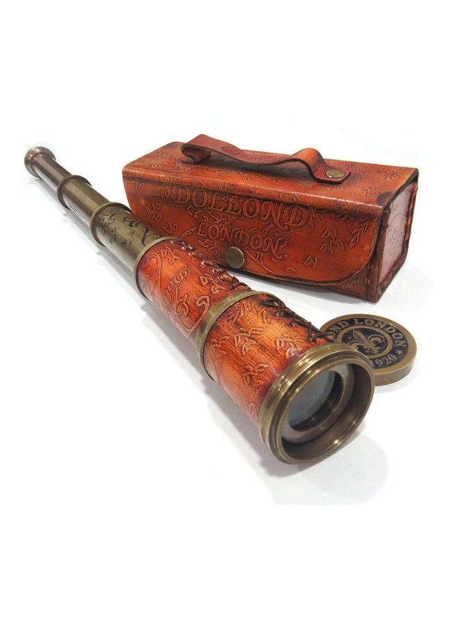 NAUTICALMART Brass Nautical Antique Working Telescope/Spyglass Replica In Leather Box With Glass Optics Extendable To 16 Inches Made Of Pure Brass Decorative Kids Scope - Image 1