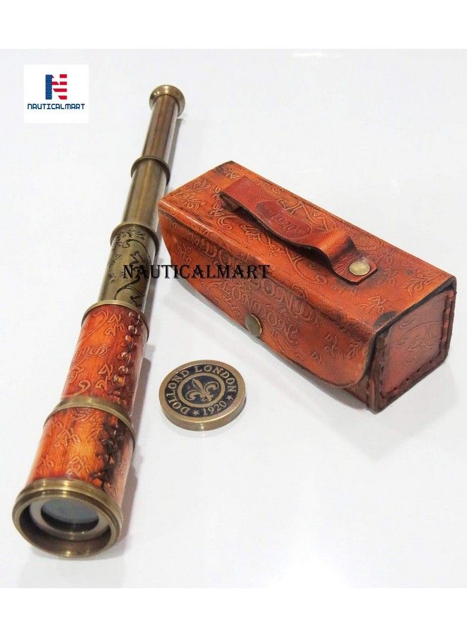 NAUTICALMART Brass Nautical Antique Working Telescope/Spyglass Replica In Leather Box With Glass Optics Extendable To 16 Inches Made Of Pure Brass Decorative Kids Scope - Image 3