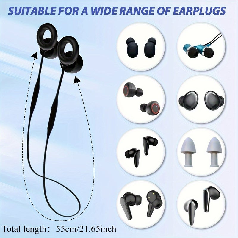 1PC Earplug Lanyard Connector Cord Compatible with Loop Earplugs Black - Image 4