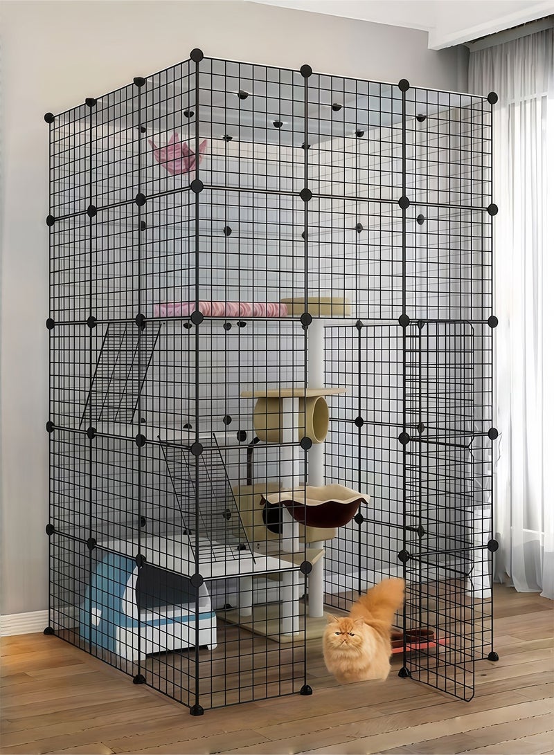 كيدل قفص قطة كبيرة قابلة للفصل داخلية DIY صندوق الحيوانات الأليفة Playpen 5-Tier سلك معدني كينلز غلاف بيت الحيوانات سياج لمساحة ممارسة 1-5 القطط ﻿ - Image 1