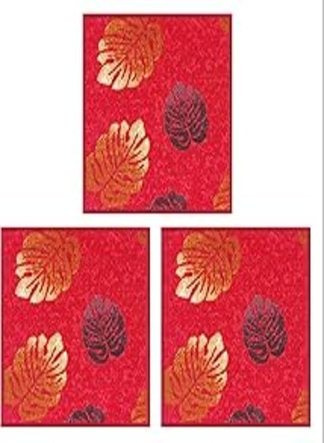Mac Carpet Square Door Mat (50x50cm, Set of 3 Pieces, Red) 
