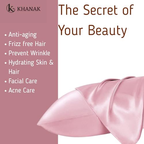 KHANAK Set of 2 Satin Silk Pillowcase for Hair and Skin Standard Size 18"X 28" with Soft Breathable Smooth Cooling Pillow Covers for Sleeping (2, Pink) - Image 4