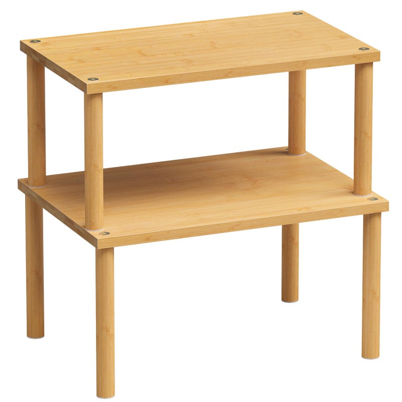 VERTORGAN Cabinet Organizer ShelfSet of 2Kitchen Counter ShelvesBamboo Stackable Expandable Spice Rack CountertopMedium