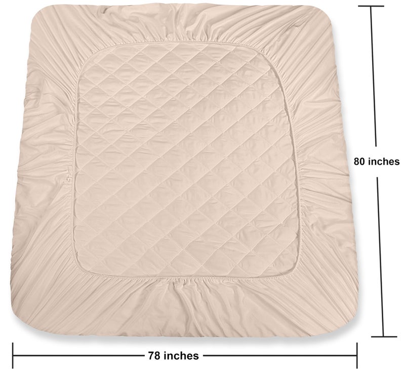 Utopia Bedding Quilted Fitted Mattress Pad  King Size  Elastic Fitted Mattress Topper Protector and Cover Stretches up to 16 Inches Deep  Machine Washable (Beige) - Image 4