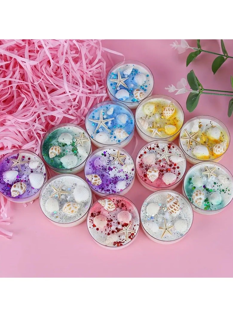 Luxury 6pcs Shell-Themed Aromatherapy Candle Gift Set – Romantic Scented Candles with Decorative Pearls & Sequins  - Image 3