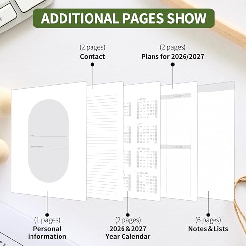 Kamoy 2026-2027 Monthly Planner - Jan. 2026 - Dec. 2027, 2 Year Calendar 2026-2027 Monthly Planner, 7.5" x 10", 24 Months Calendar with Note Pages, Twin-wire Binding, for Office, School Home Planning - Beige - Image 5