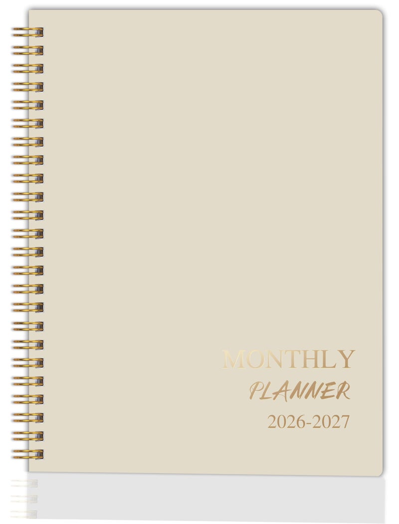 Kamoy 2026-2027 Monthly Planner - Jan. 2026 - Dec. 2027, 2 Year Calendar 2026-2027 Monthly Planner, 7.5" x 10", 24 Months Calendar with Note Pages, Twin-wire Binding, for Office, School Home Planning - Beige - Image 1