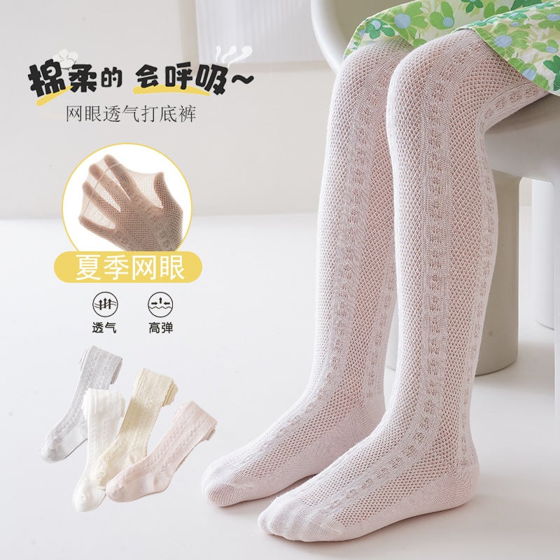 Summer Children'S Pantyhose Thin Hollow Mesh Baby Leggings Solid Color Girls Mosquito Socks Pantyhose - Image 2