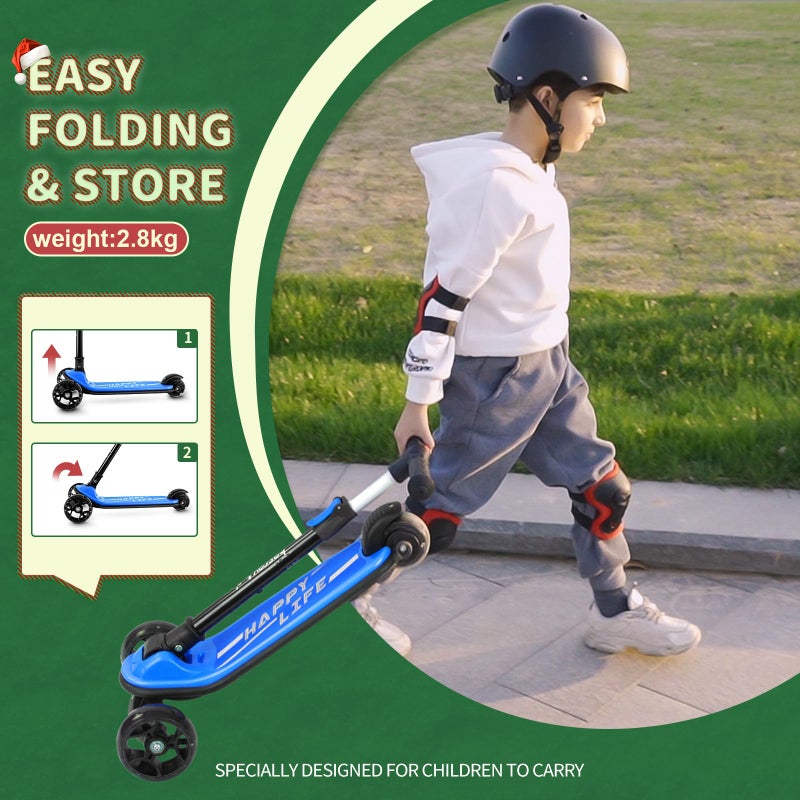 besrey Kick Scooter for Kids Ages 3-10, 3-Wheel Folding Scooter with Adjustable Height, LED Light Wheels, Extra Wide Deck for Outdoor Activities - Image 4