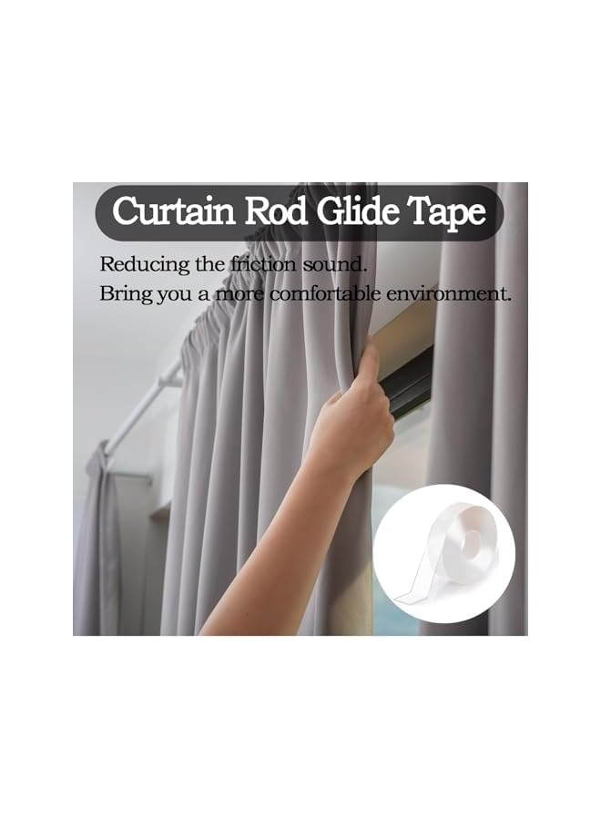 The Bros شريط انزلاق قضيب الستارة، 0.78 بوصة * 16 قدم شريط انزلاق شفاف، شريط انزلاق حلقة الستارة الشفاف، شريط انزلاق سلس لقضيب الستارة، لمنع حلقات الستارة من الالتصاق بقضبان الستارة - Image 4