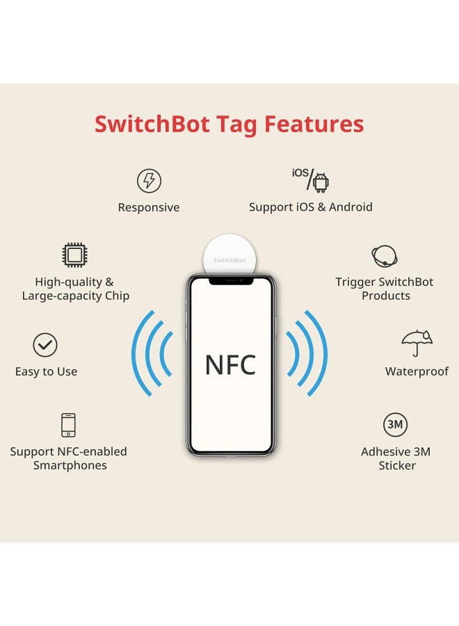 SwitchBot 3 Pieces S Nfc Tag Stickers Ntag216 30Mm 888 Bytes Tags Work Great With  Devices Compatible With Ios And Android And All Other Nfc Enabled Devices - Image 2
