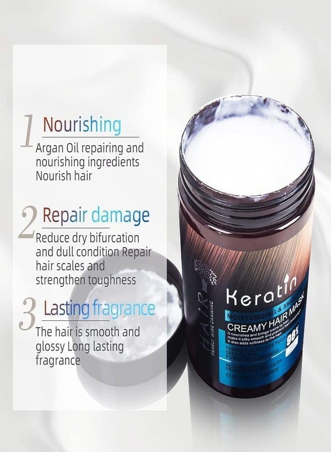 Aasakt New Keratin Cream Hair Mask, Floral Keratin Hair Mask, Moisturizing & Smoothing For Dry Damaged - 800ml - Image 3
