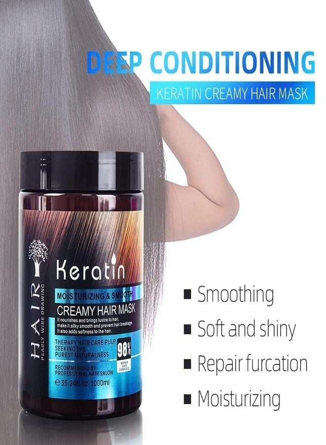 Aasakt New Keratin Cream Hair Mask, Floral Keratin Hair Mask, Moisturizing & Smoothing For Dry Damaged - 800ml - Image 2